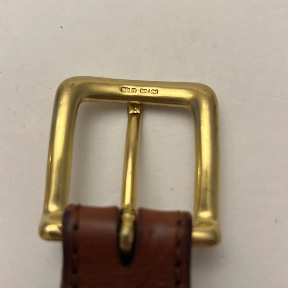 Brighton Men’s Heavy Solid Brass and Leather Braided Belt Size 38